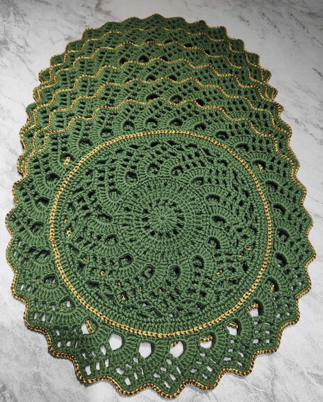 Sousplat Americano Croche Verde Militar