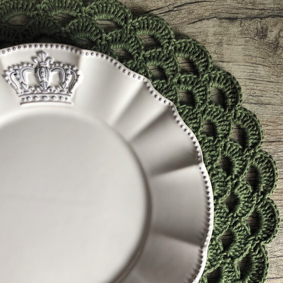 Sousplat Americano Croche Verde Militar - Par