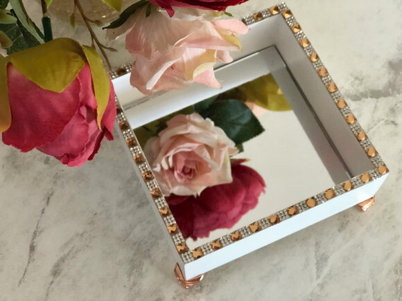 Bandeja Quadrada com Espelho & Pés Egipcios Rose Gold