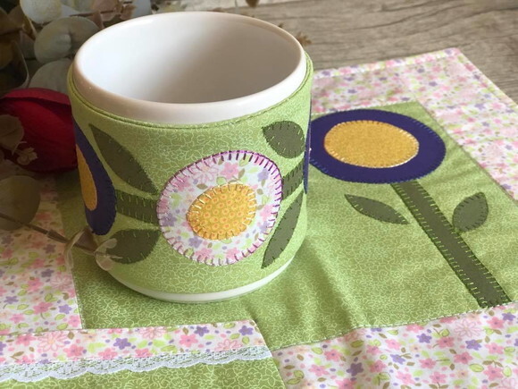 Caneca & Mug Rug & Mug Hug Patchwork - 3 Peças