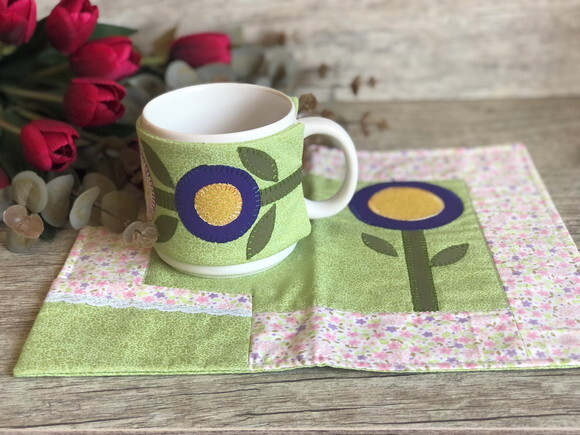Caneca & Mug Rug & Mug Hug Patchwork - 3 Peças
