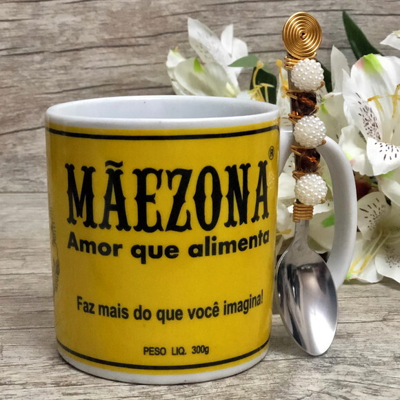 Caneca Mãezona & Colher Bordada Dia das Mães