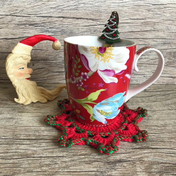 Descanso de Xícara - Porta Copos Croche Natal