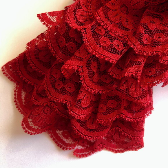 Echarpe - Cachecol Croche Renda Vermelho