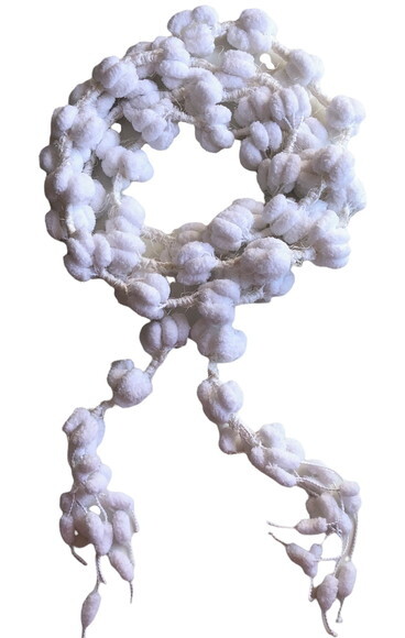 Echarpe Cachecol Maxi Pompom Branco Croche
