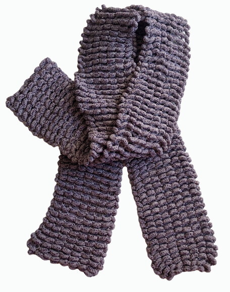 Echarpe Cachecol Pompom Grafite Croche
