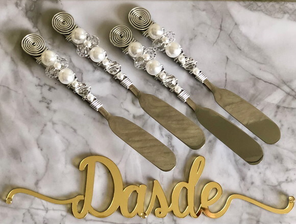 Espátula Bordada Cristal - Patê, Manteiga e Geléia - 4 Pçs