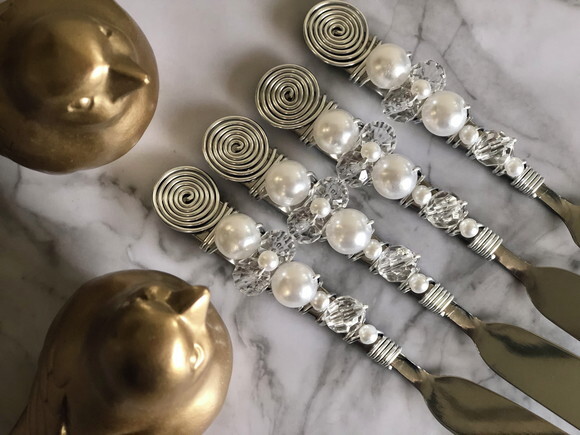 Espátula Bordada Cristal - Patê, Manteiga e Geléia - 4 Pçs