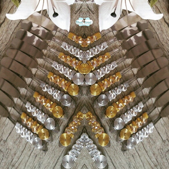 Espátula Bordada Patê Manteiga Cristal Champagnhe - 4 Peças