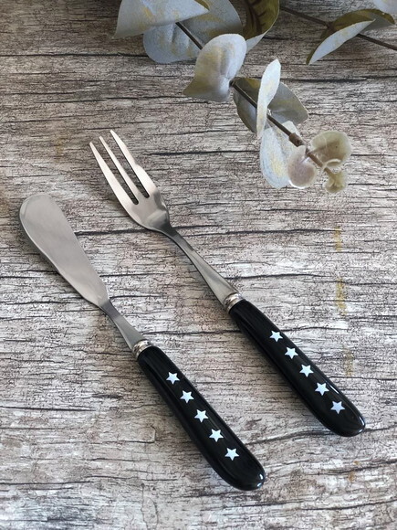 Espátula Patê, Manteiga & Garfos Cabo Porcelana - 4 Pçs