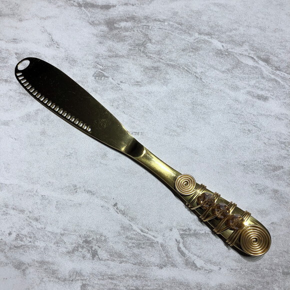 Faca Inox Bordada com Cristais para Manteiga 3 em 1