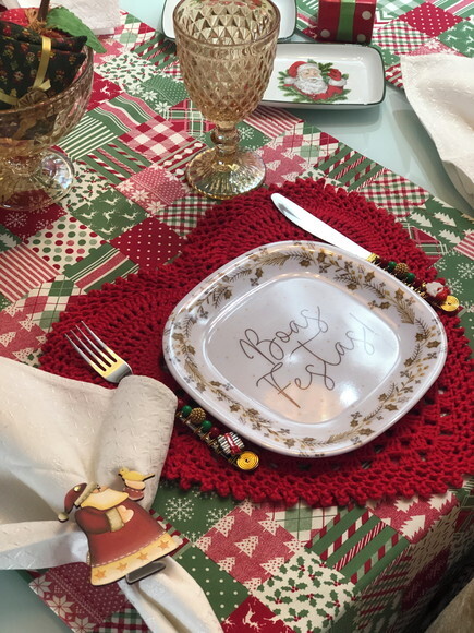 Faqueiro Talheres Mesa Bordado Tema Natal 24 Pçs - Mod.3