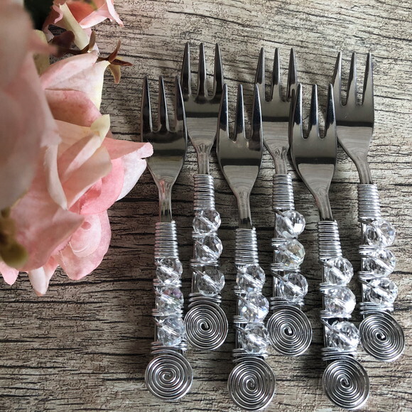 Garfinhos Bordados em Cristal Petiscos - Talheres Bordados