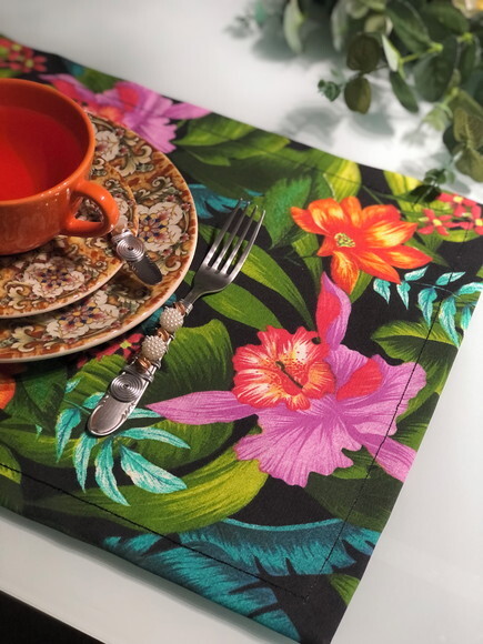 Jogo Americano Tecido Aquacblock Orquídeas Tropical - Par