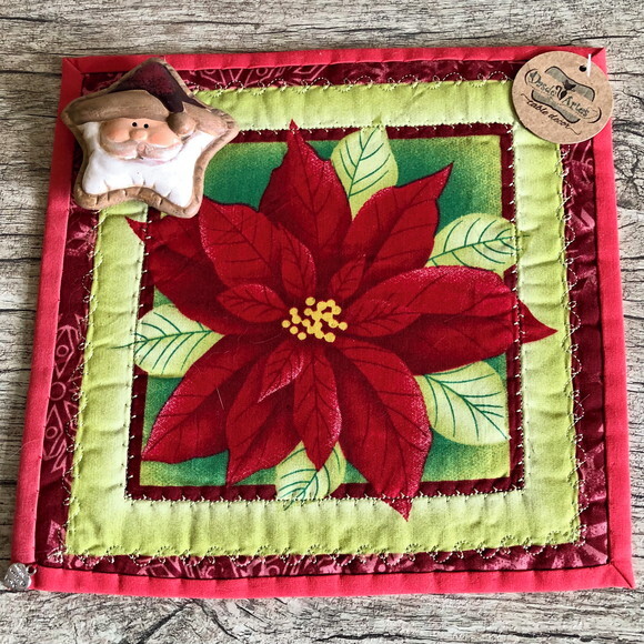 Mug Rug Tapete de Caneca - Flor de Natal