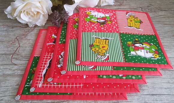 Mug Rug Tapete de Caneca Natal - Papai Noel
