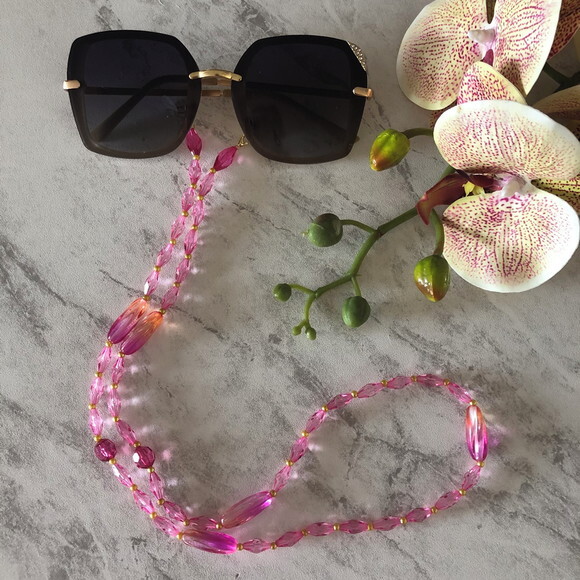 Óculos Cordão Corda Corrente Salva Cordinha Luxo Pink - 41