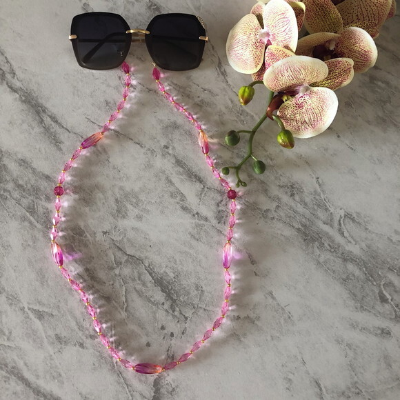 Óculos Cordão Corda Corrente Salva Cordinha Luxo Pink - 41