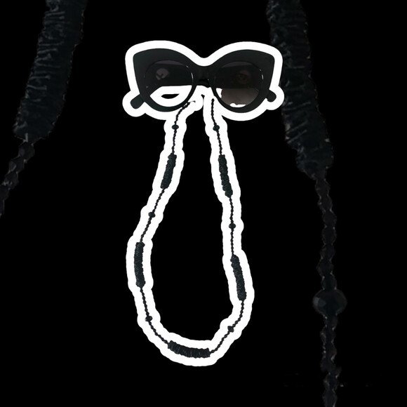 Óculos Cordão Corda Corrente Salva Cordinha Luxo Preto - 33