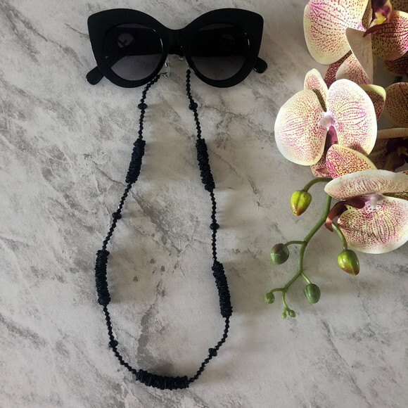 Óculos Cordão Corda Corrente Salva Cordinha Luxo Preto - 33
