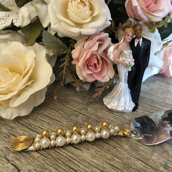 Pá Bordada da Noiva - Espátula de Bolo Casamento