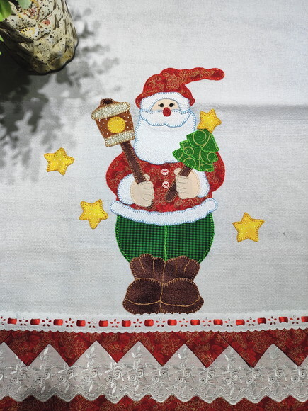 Pano de Prato Papai Noel em Patch Aplique