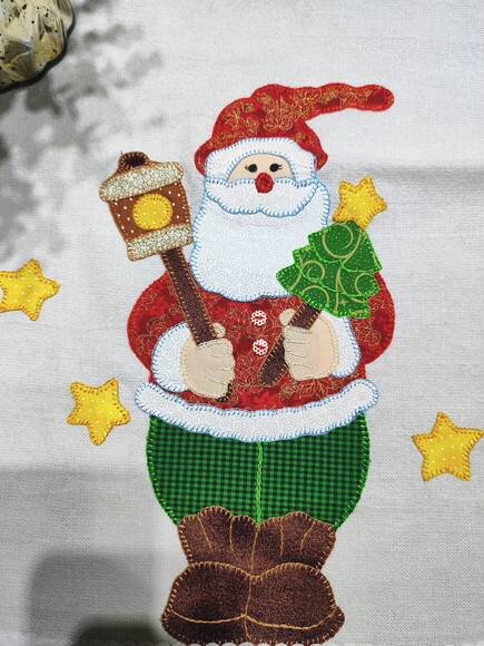Pano de Prato Papai Noel em Patch Aplique