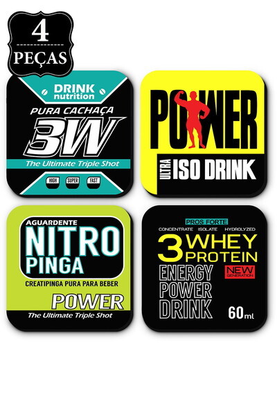 Porta Copos Iso Drink Academia Malhação - 4pçs