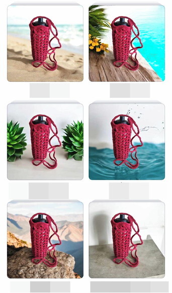 Porta Garrafa Água ou Squeeze em Croche - 500 ml - Vermelho