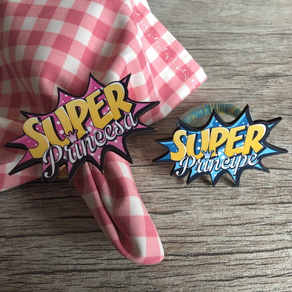 Porta Guardanapo mdf Super Princesa & Príncipe - Par