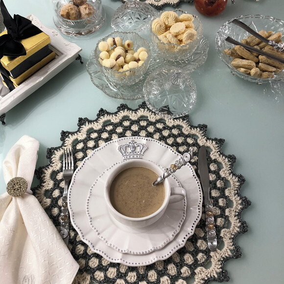 Sousplat Americano Boho Croche Prata - Par