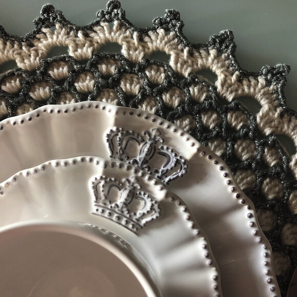 Sousplat Americano Boho Croche Prata - Par