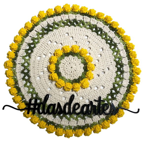 Sousplat Americano Croche Boho Barroco Tulipa Amarelo *par*