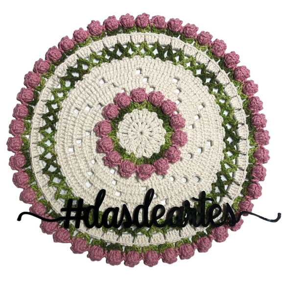 Sousplat Americano Croche Boho Barroco Tulipa Rosa *par*