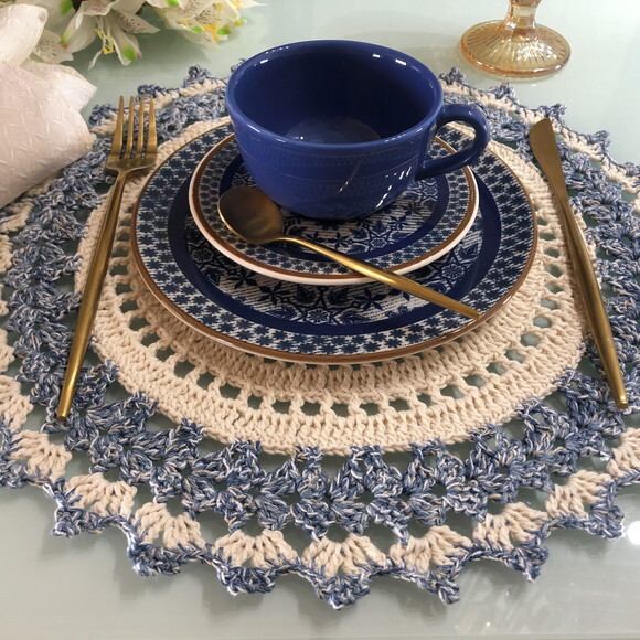 Sousplat Americano Croche Boho Jeans *par*