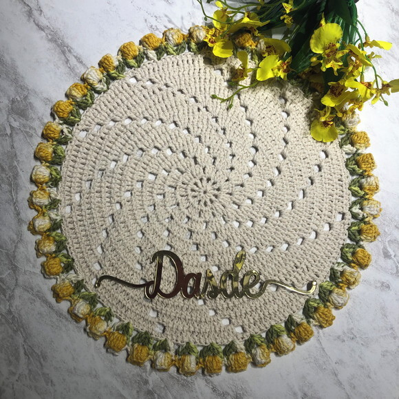 Sousplat Americano Croche Boho Tulipa Amarelo Mescla *par*