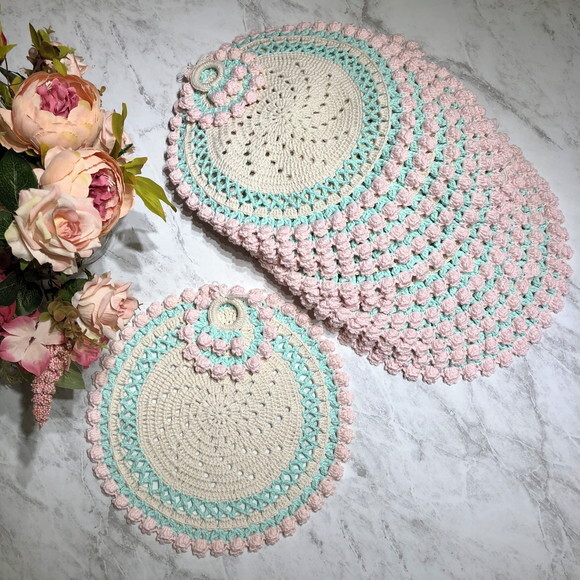 Sousplat Americano Croche Boho Tulipa Candy Color *par*