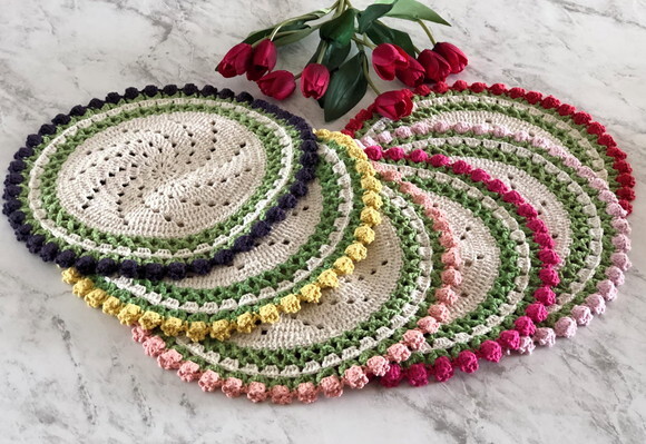 Sousplat Americano Croche Jardim de Tulipas