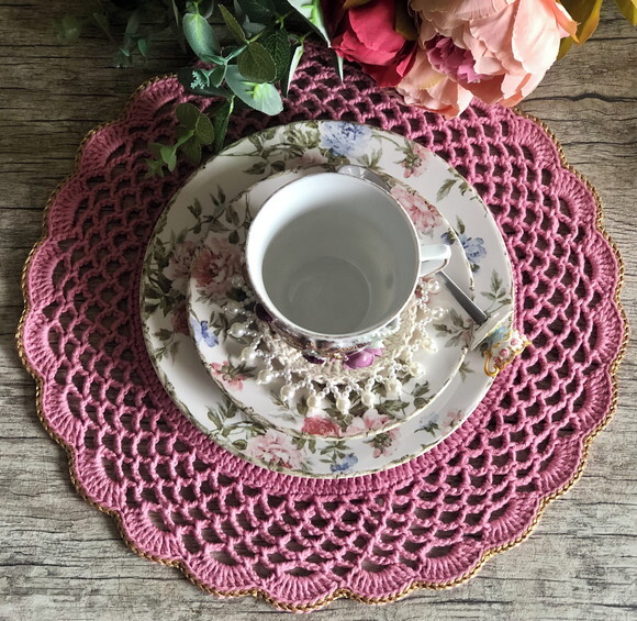 Sousplat Americano Croche Renda Rosa Quartzo - Par
