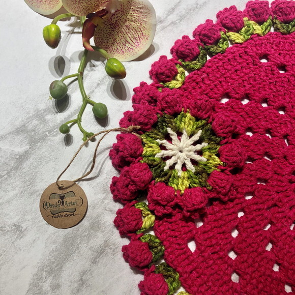 Sousplat Americano Croche Tulipa Pink