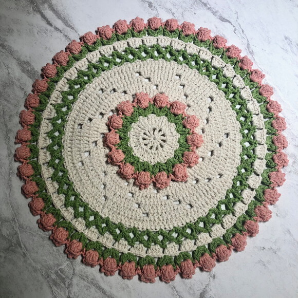 Sousplat Americano Croche Tulipa Coral