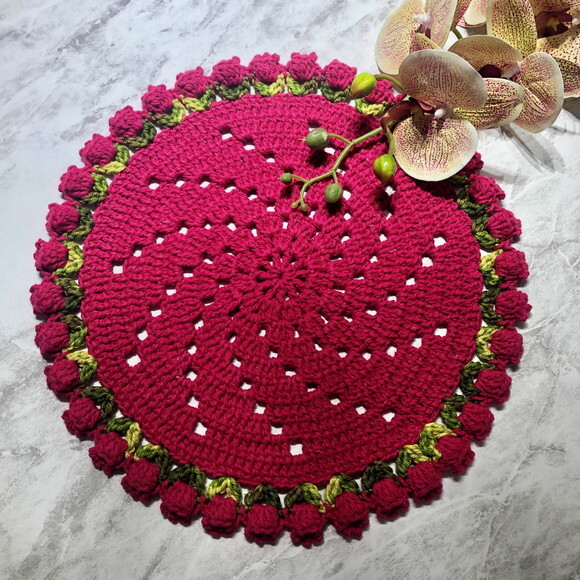 Sousplat Americano Croche Tulipa Pink
