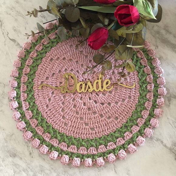 Sousplat Americano Croche Tulipa Rosa Inteiro