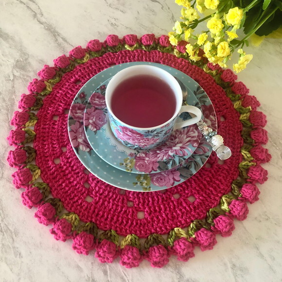 Sousplat Americano Croche Tulipa Pink