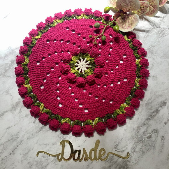 Sousplat Americano Croche Tulipa Pink