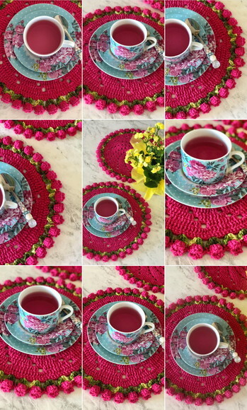 Sousplat Americano Croche Tulipa Pink