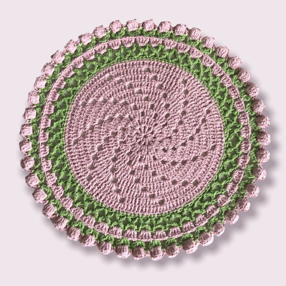 Sousplat Americano Croche Tulipa Rosa Inteiro
