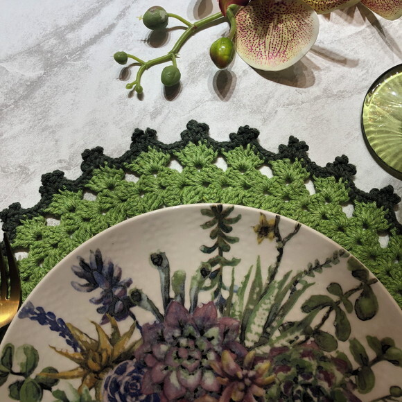 Sousplat Americano Croche Verde & Verde *par*