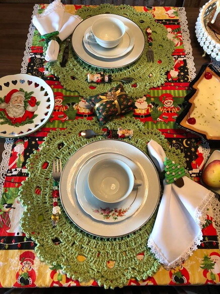 Sousplat Americano Croche Verde Claro Natal