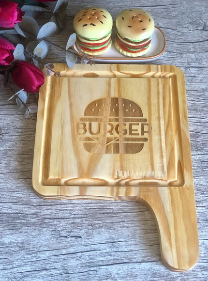Tábua Bandeja Hamburguer Madeira Pinus - Par
